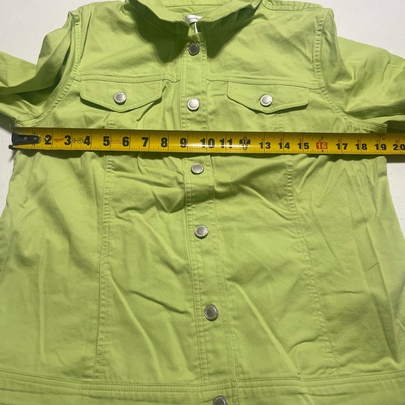 Christopher & Banks Women’s Large Lime Green Jacket/Shirt 3/4 Sleeve - Picture 6 of 7